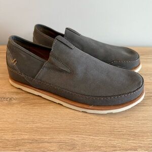 Chaco Thompson Men’s 8 Dark Gull Gray Leather Slip-On Casual Comfort Shoe Loafer